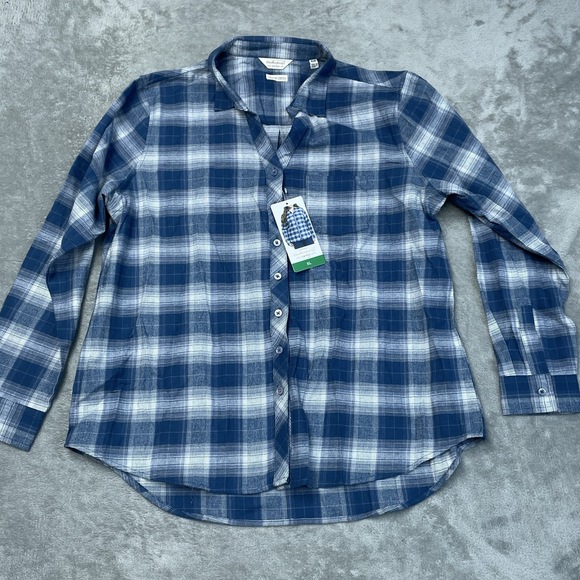 Weatherproof Women's XL Plaid Blouse Blue e0783 - Picture 2 of 9